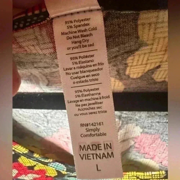 Lularoe large black floral Classic T. Reds, yellow, mint, cream, green. NWT . - Picture 5 of 7